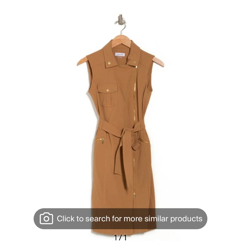 Calvin Klein Tan Midi Dress with Belt